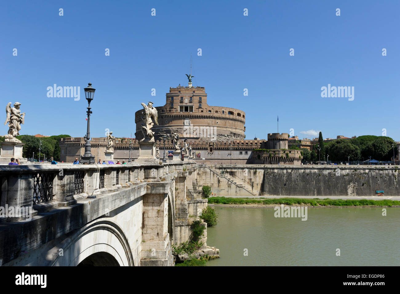 The old circular Tower of the historic Castel Sant's Angelo Museum ...