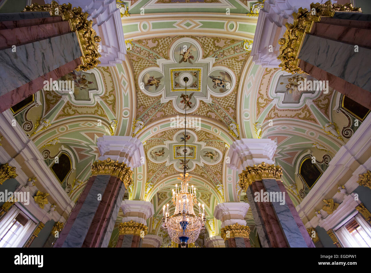 Interior of Peter and Paul Cathedral in Peter and Paul Fortress, St. Petersburg, Russia, Europe Stock Photo