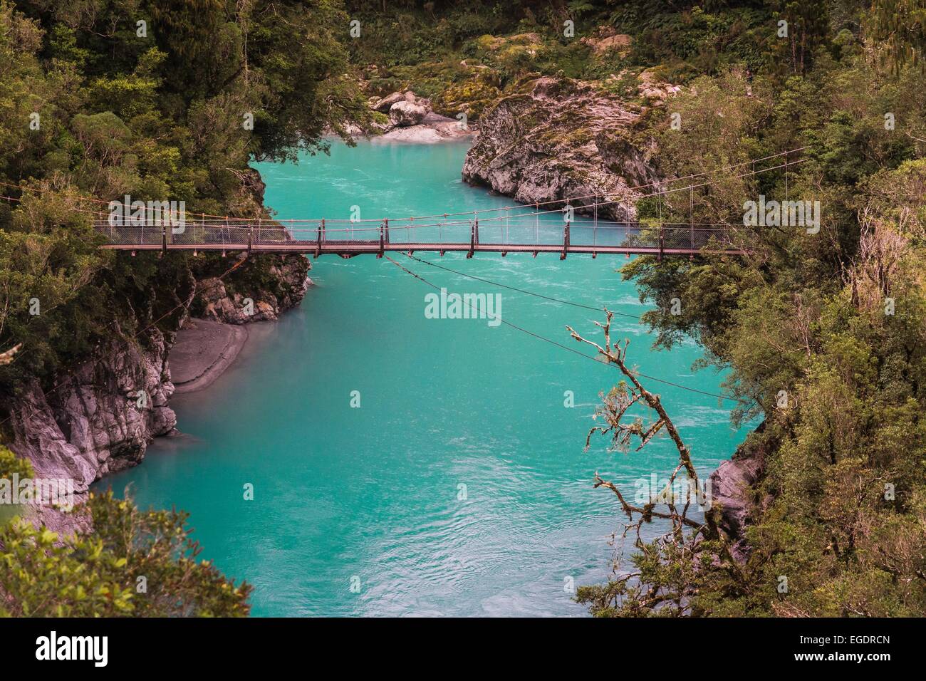 The crazily colored Hokitika Gorge in New Zealand Stock Photo