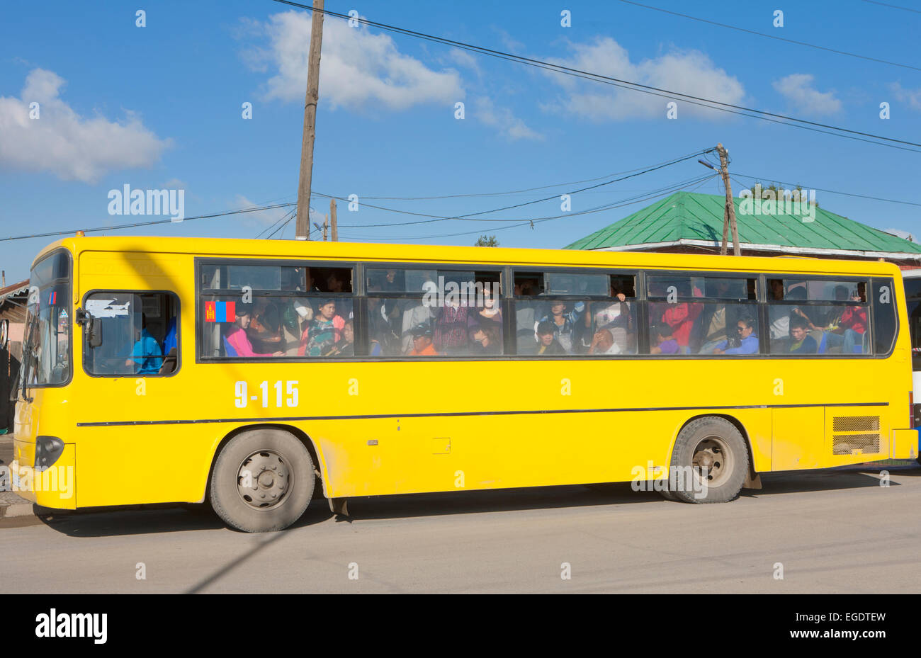 Crowded commuter bus, Ulaanbaatar, Mongolia Stock Photo