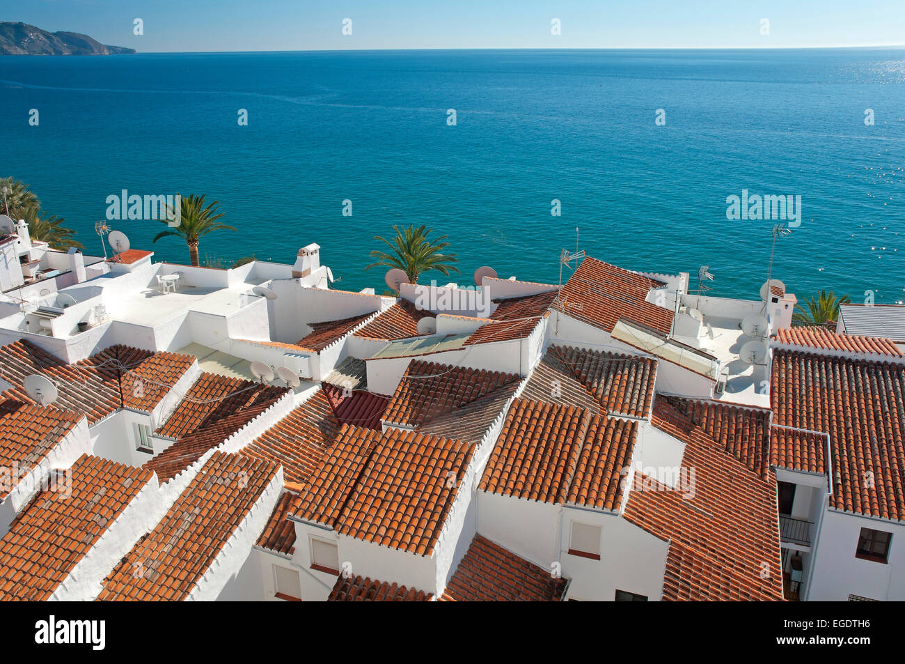 View of the village, Nerja, Malaga province, Region of Andalusia, Spain, Europe Stock Photo