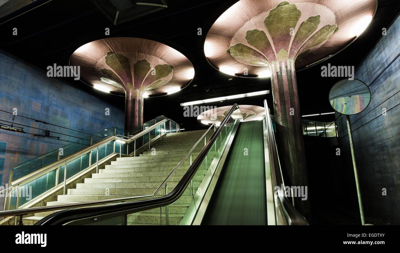 A fancy subway station in Frankfurt, Germany Stock Photo