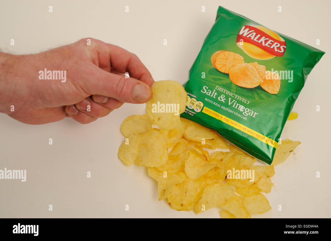 Salt and vinegar potato crisps snack walkers hires stock photography