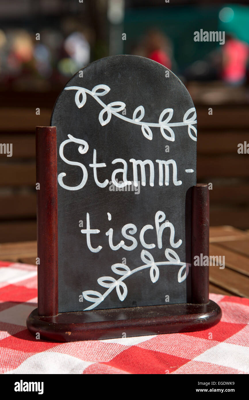 Stammtisch sign showing regulars table in a restaurant, Nuremberg, Franconia, Bavaria, Germany Stock Photo