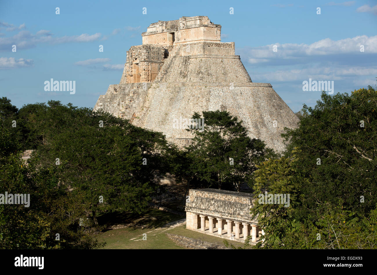 Pyramid of the Magician Uxmal, Yucatan, Mexico Stock Photo