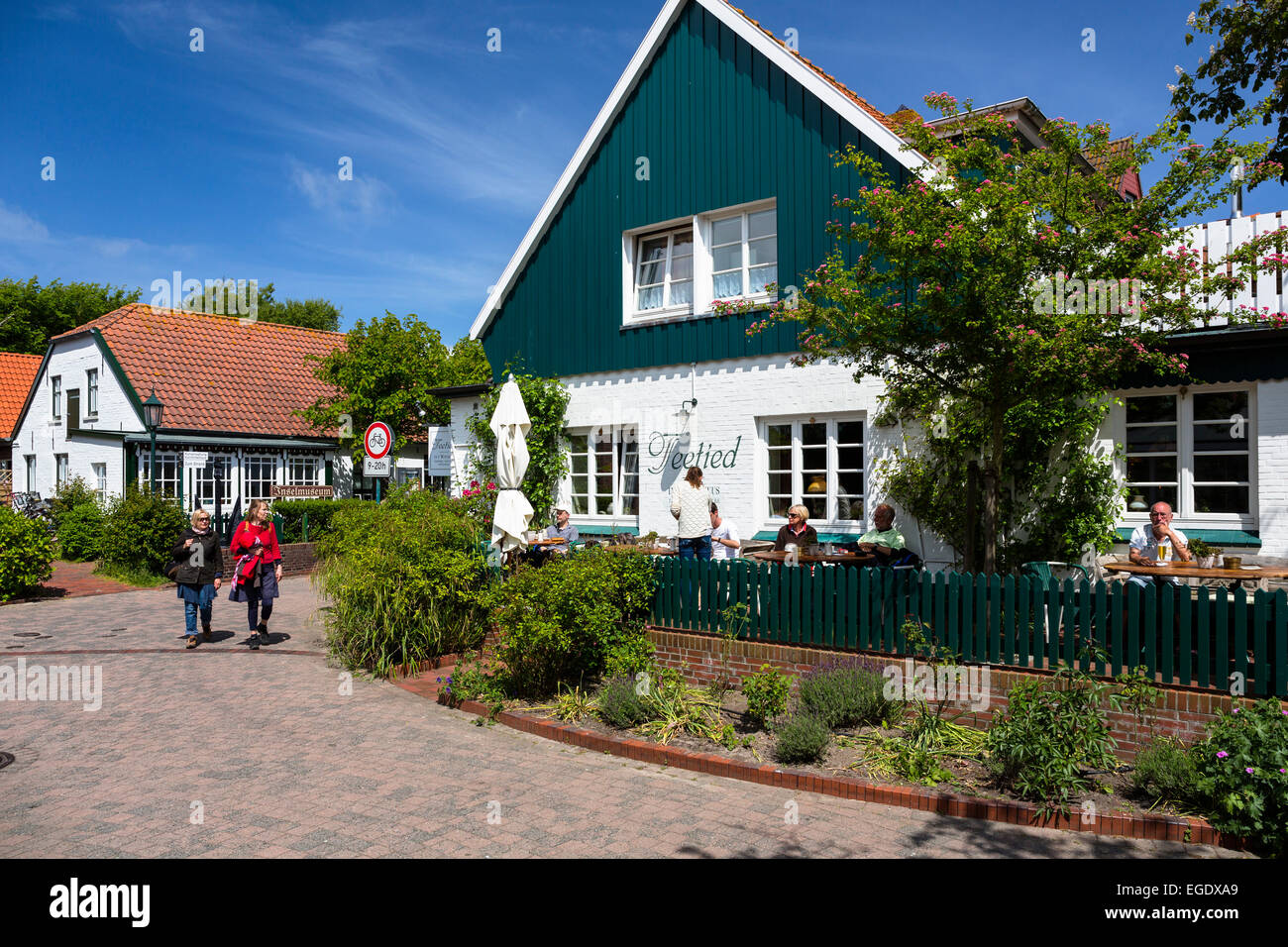 Teetied Cafe, Spiekeroog Island, Nationalpark, North Sea, East Frisian Islands, East Frisia, Lower Saxony, Germany, Europe Stock Photo