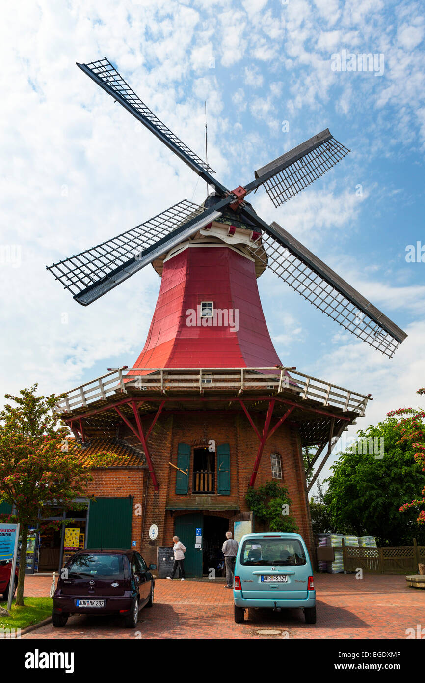 Windmill of Greetsiel, Lower Saxony, Germany, Europe Stock Photo