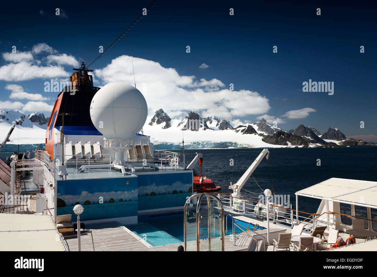 South Orkney Islands, Antarctic cruise ship MS Hanseatic at Laurie Island Stock Photo