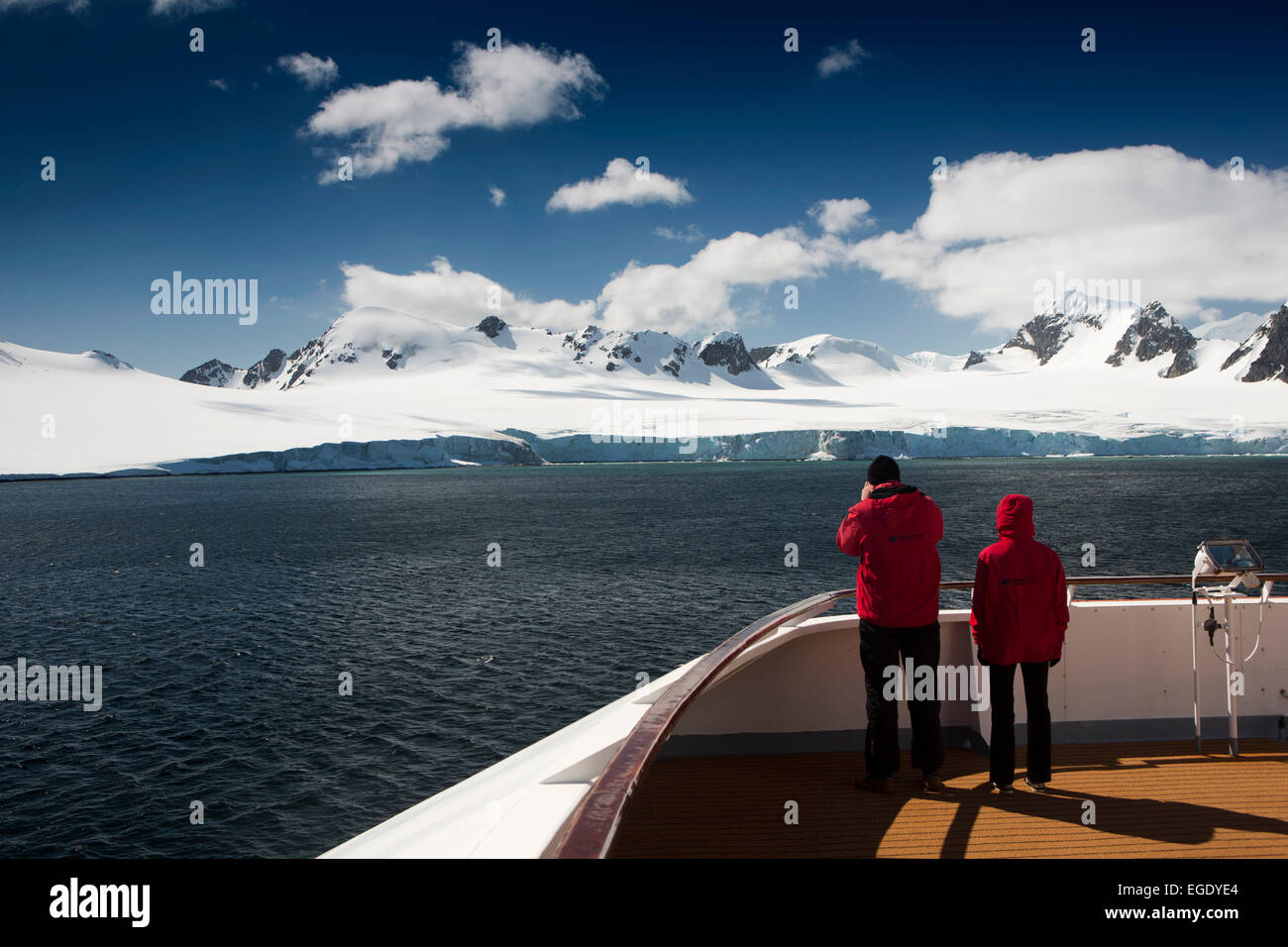 South Orkney Islands, Laurie Island, MS Hanseatic cruise ship passengers on deck Stock Photo
