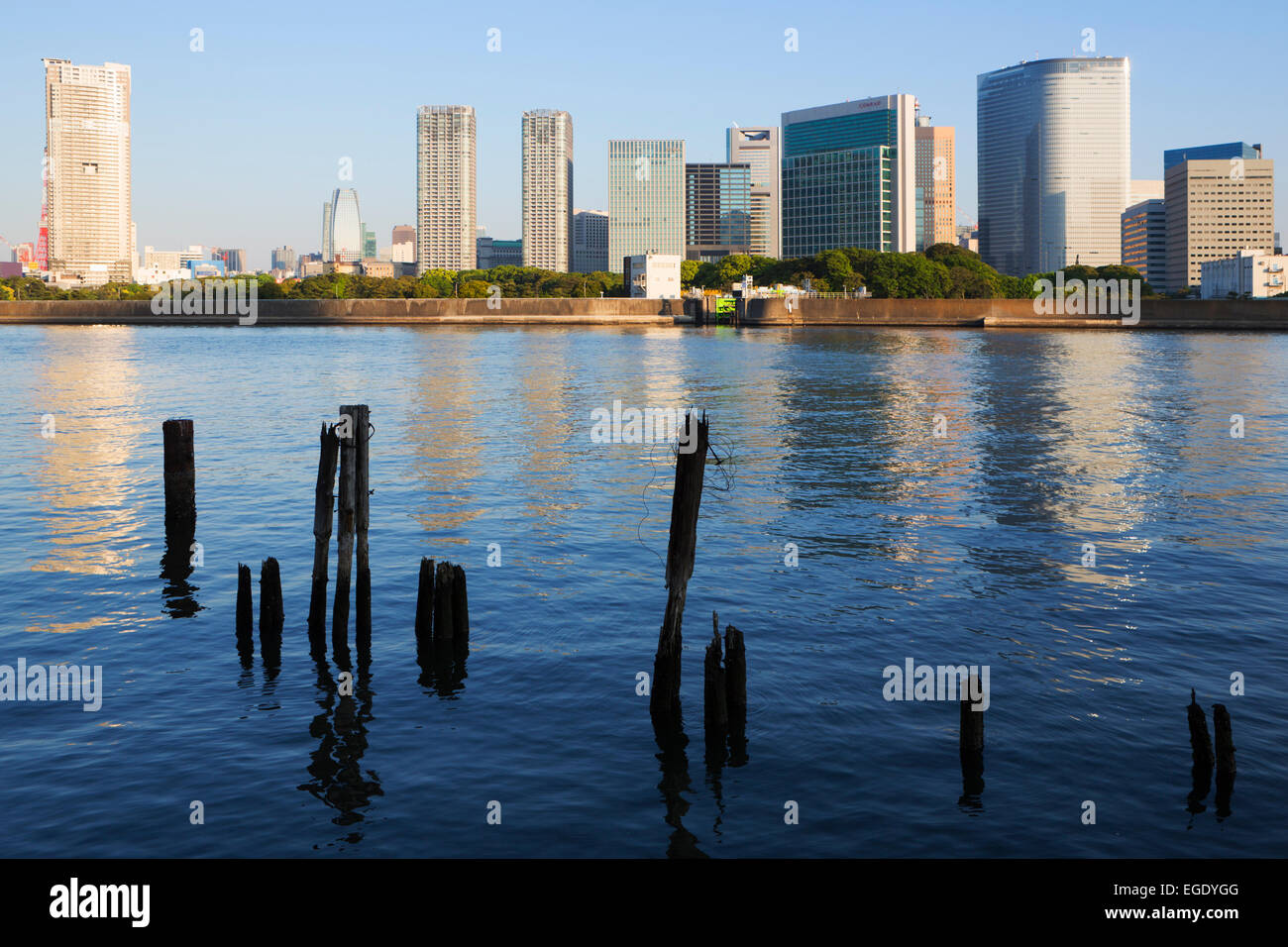 View over Sumida River of skyscrapers, Tokyo, Japan Stock Photo