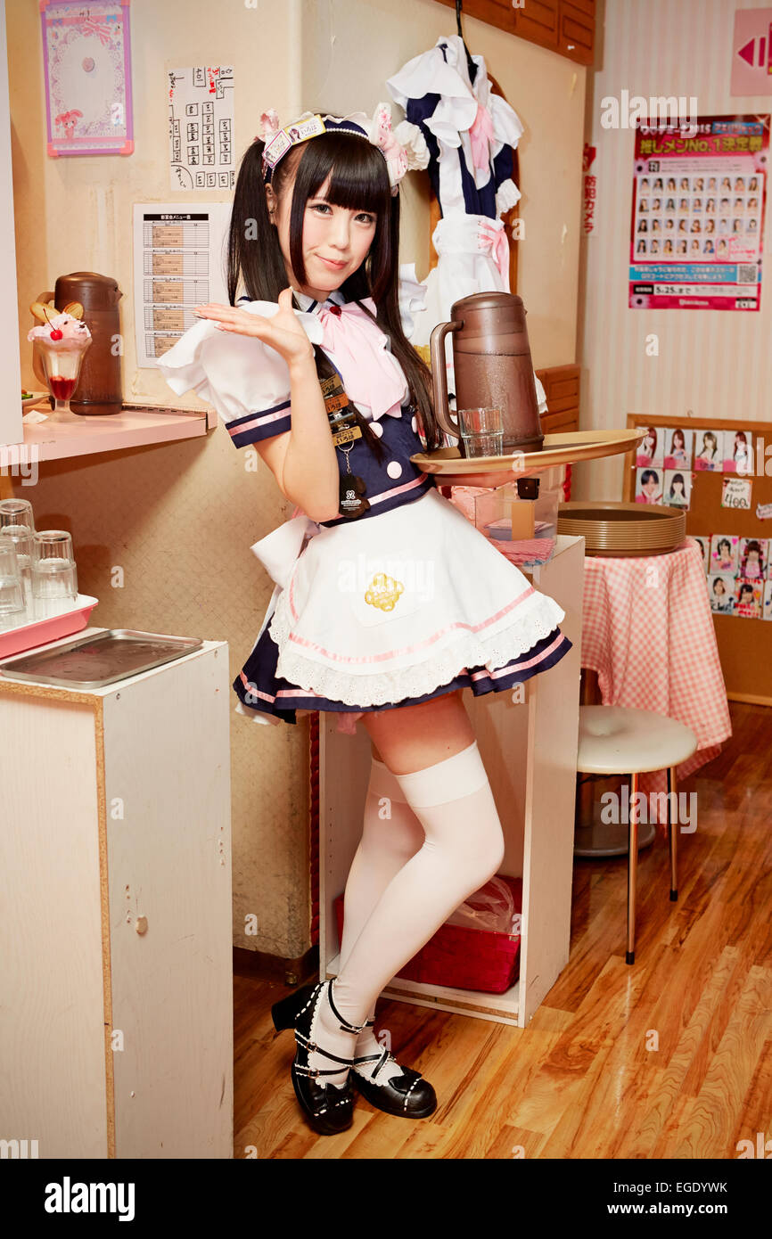 Maid in maid cafe, Akiharbara, Tokyo, Japan Stock Photo