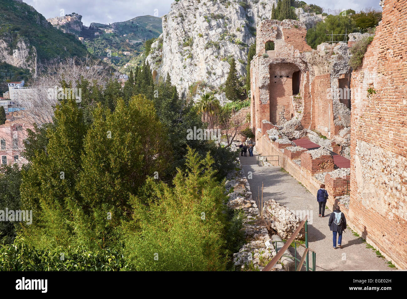 Taormina Amphitheatre, Sicily, Italy. Italian Tourism, Travel and Holiday Destination. Stock Photo