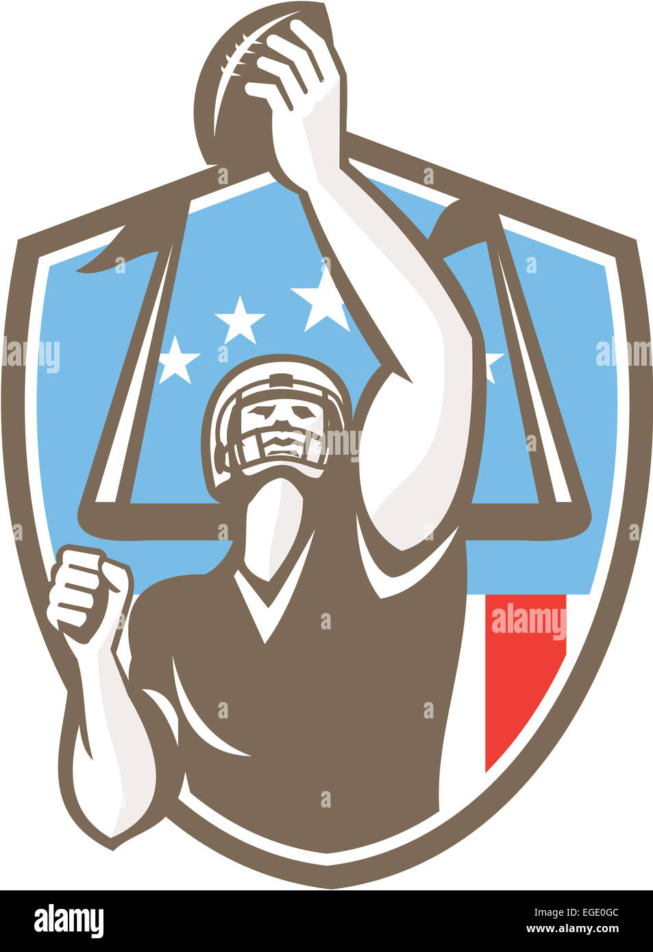 Illustration of an american football gridiron receiver player with ball