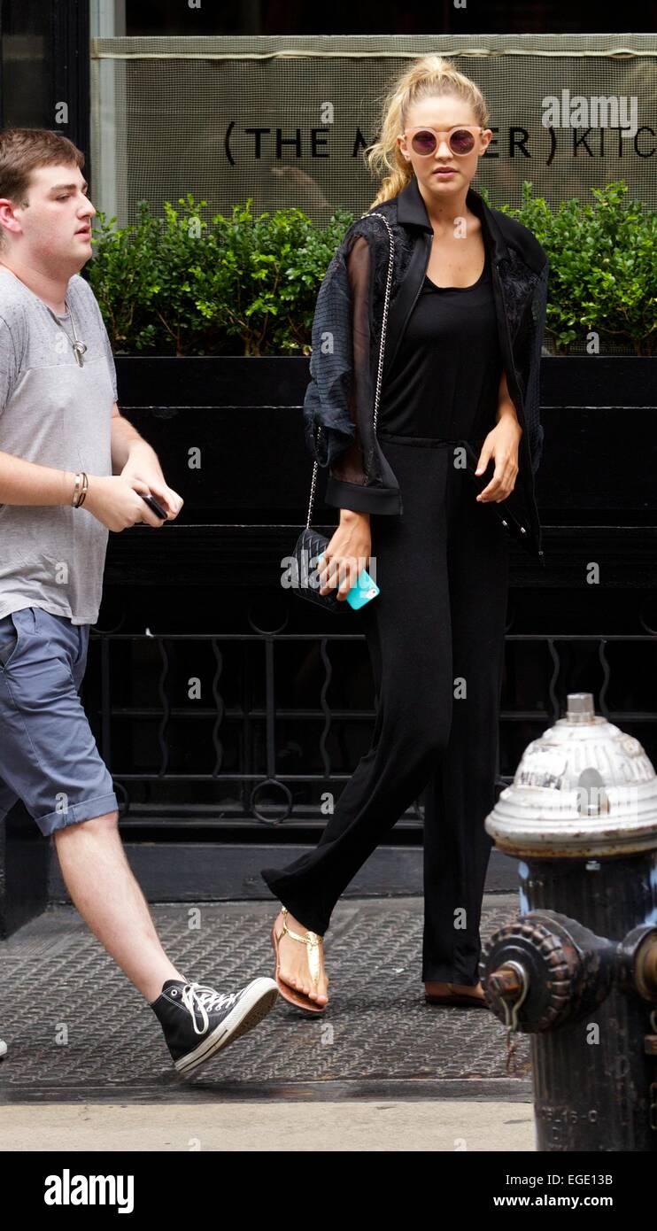 Gigi Hadid leaving The Mercer Kitchen in SoHo Featuring: Gigi Hadid Where: New York City, New York, United States When: 21 Aug 2014 Stock Photo