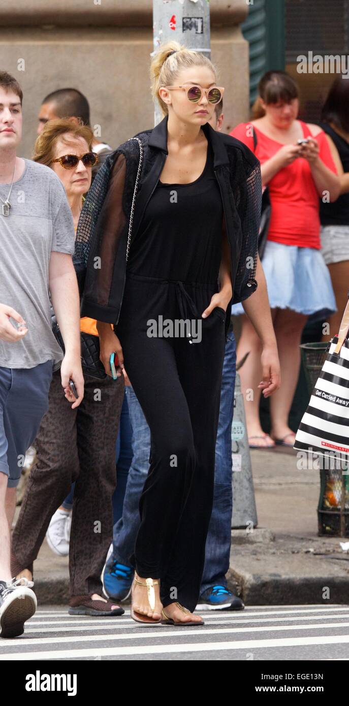 Gigi Hadid leaving The Mercer Kitchen in SoHo Featuring: Gigi Hadid Where: New York City, New York, United States When: 21 Aug 2014 Stock Photo