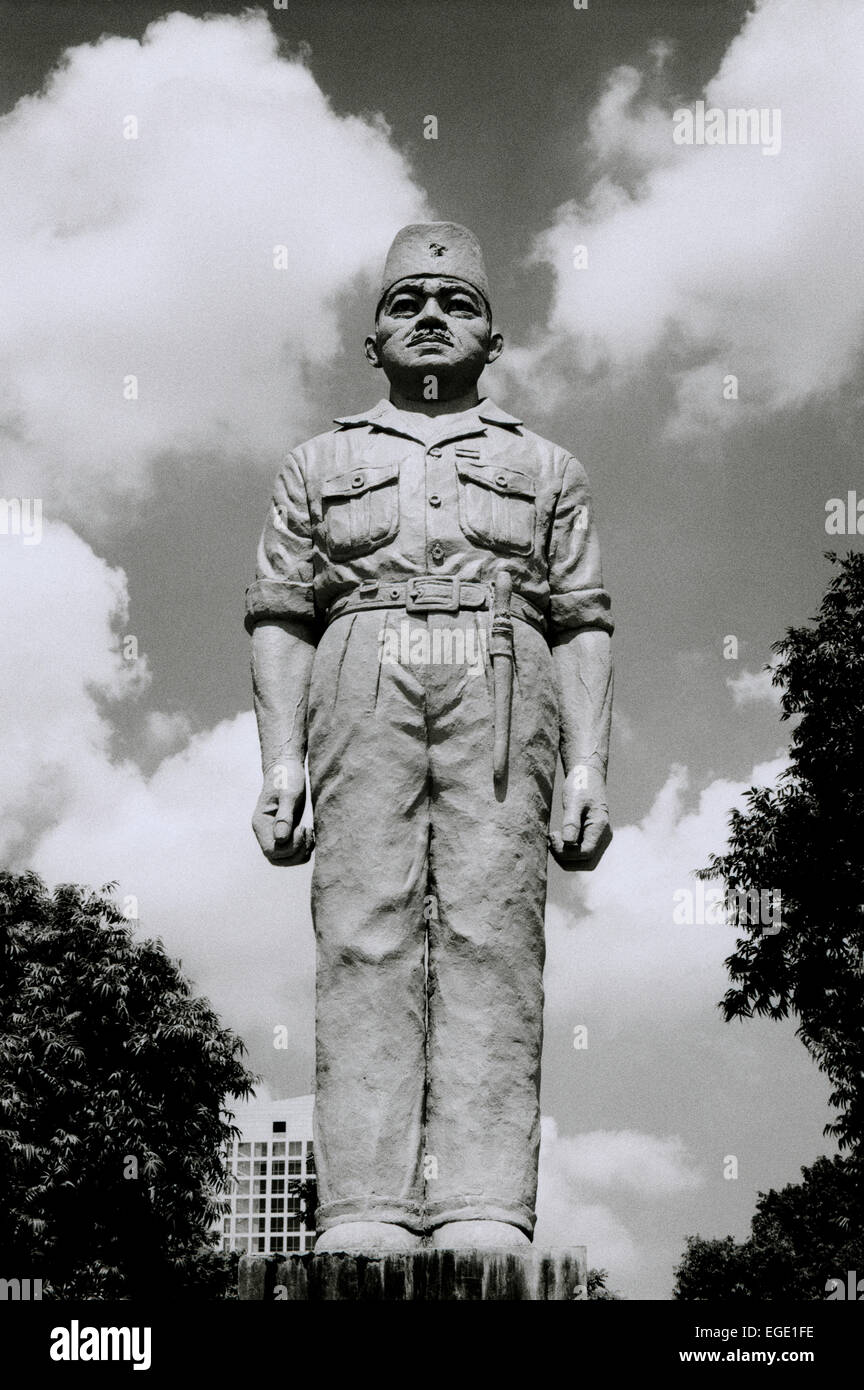 Monument to Indonesian hero Governor Ario Soerjo in Apasari Park in Surabaya in Java in Indonesia in Southeast Asia Far East. Travel Stock Photo