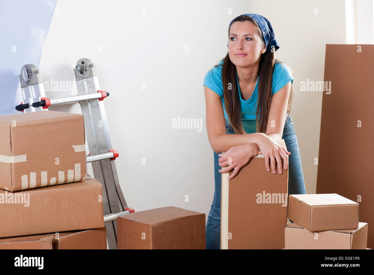 Young couple celebrating their new house on moving day Stock Photo