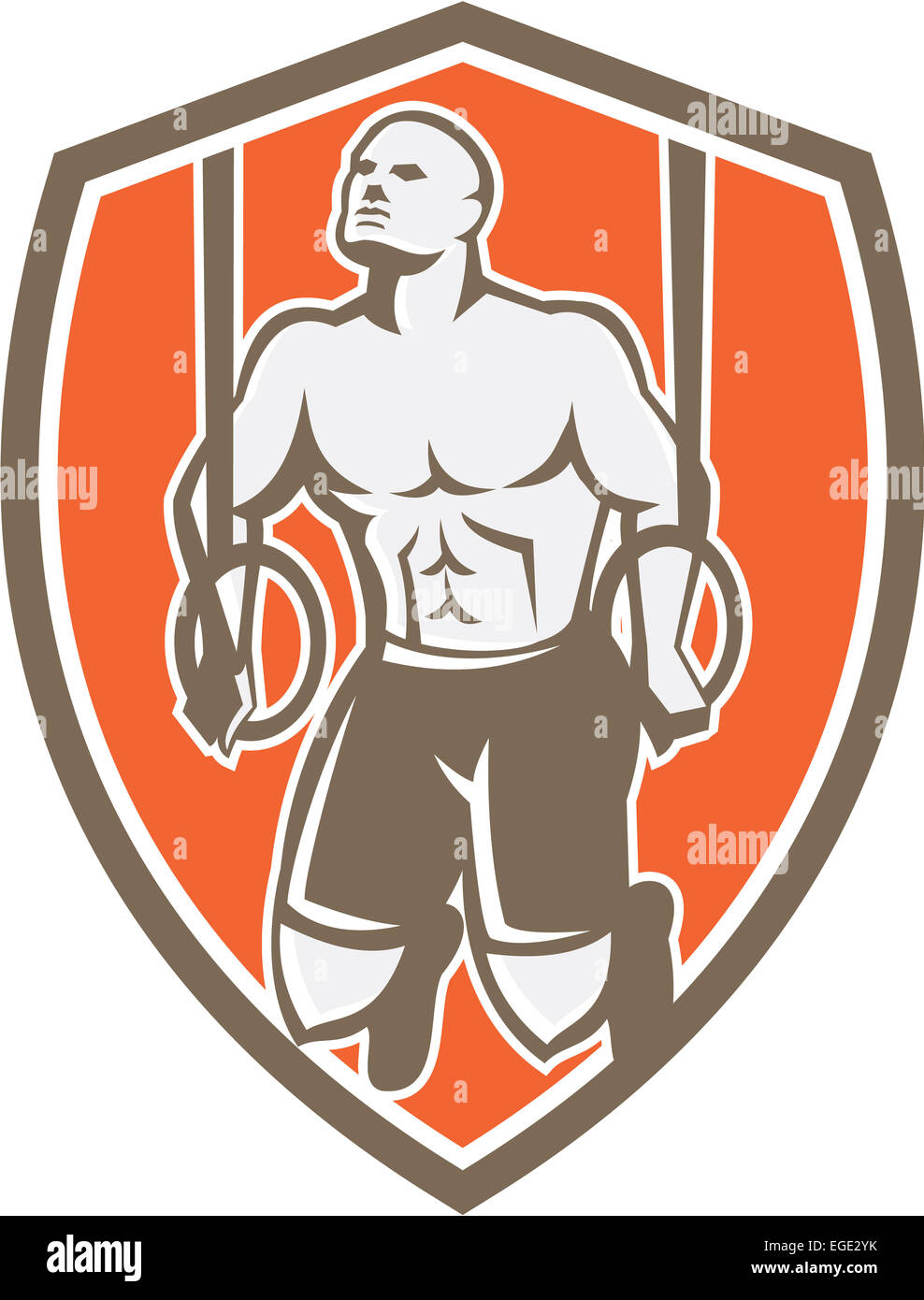 Illustration of a crossfit athlete body weight exercise hanging on