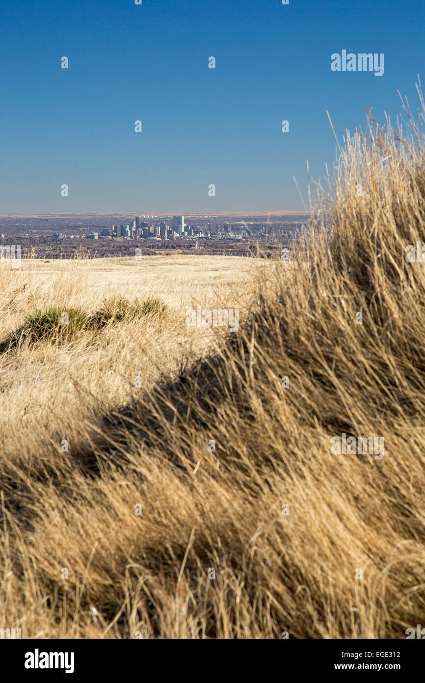 Golden, Colorado Downtown Denver from North Table Mountain, a mesa