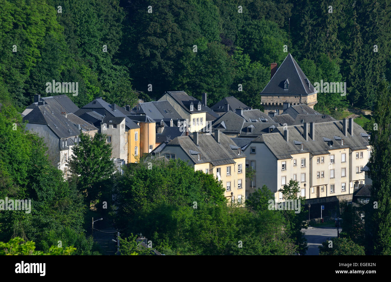 Lower part of the Grund  (Old Town), Luxembourg City , Luxembourg Stock Photo