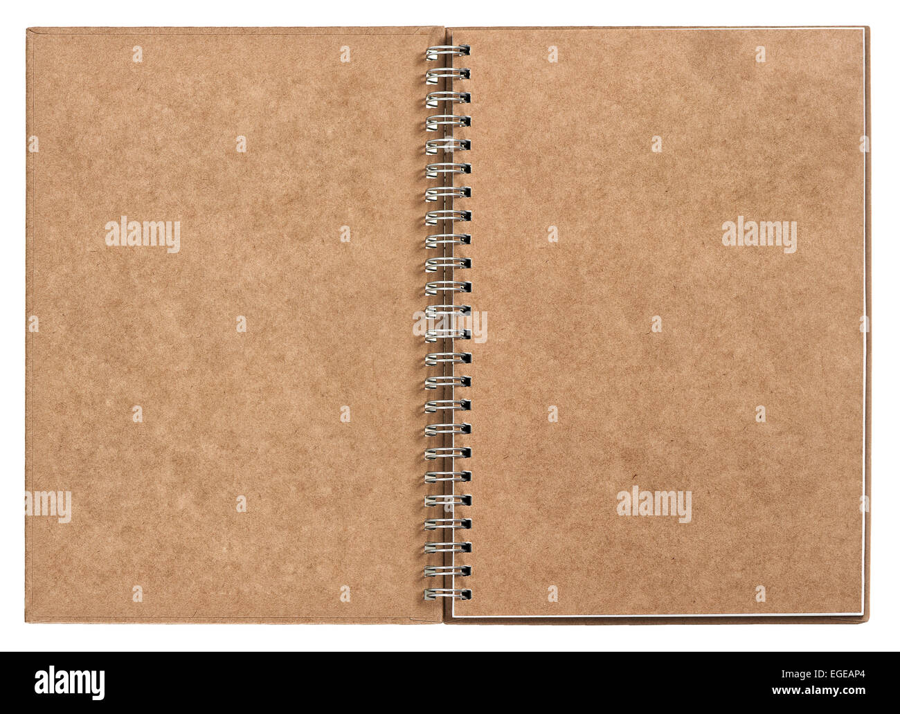 open notebook with ring binder isolated on white background. recycled craft paper Stock Photo