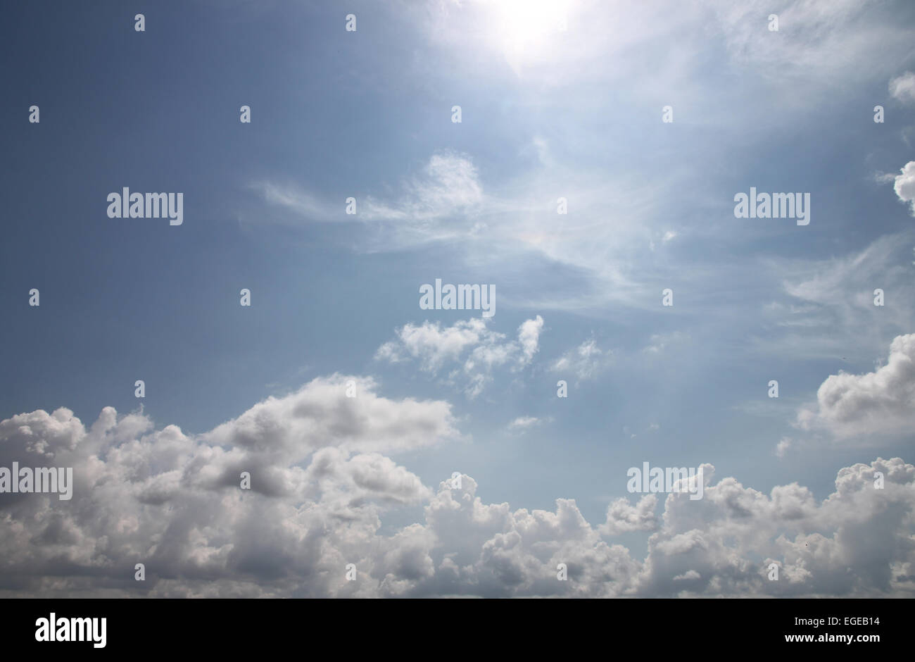 Clouds on the blue sky in the daytime. Stock Photo