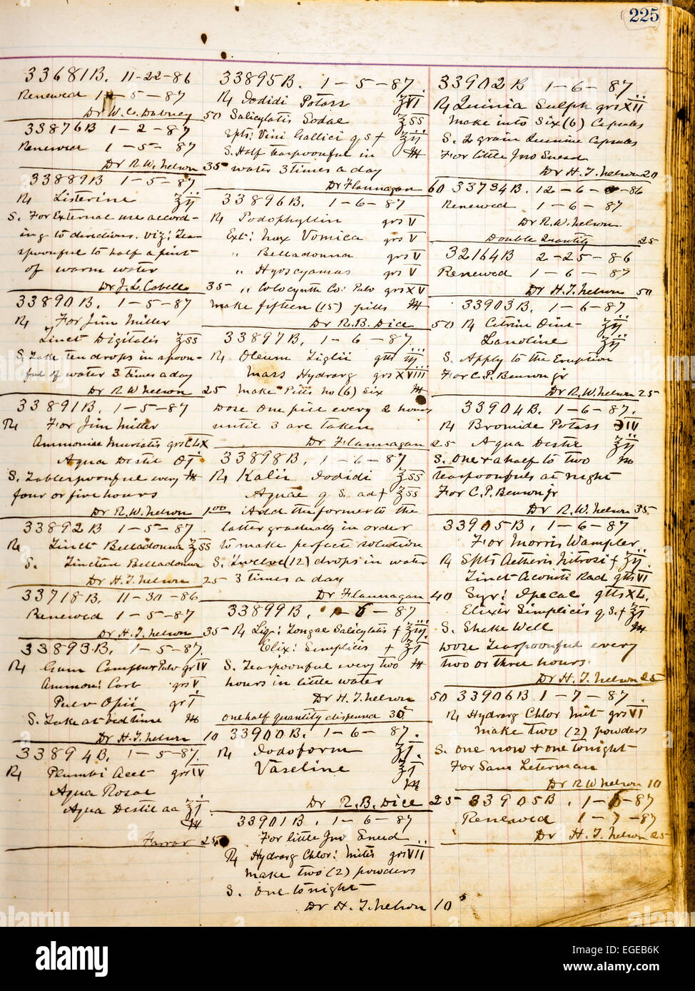 Image of a page from an old pharmacy book Stock Photo