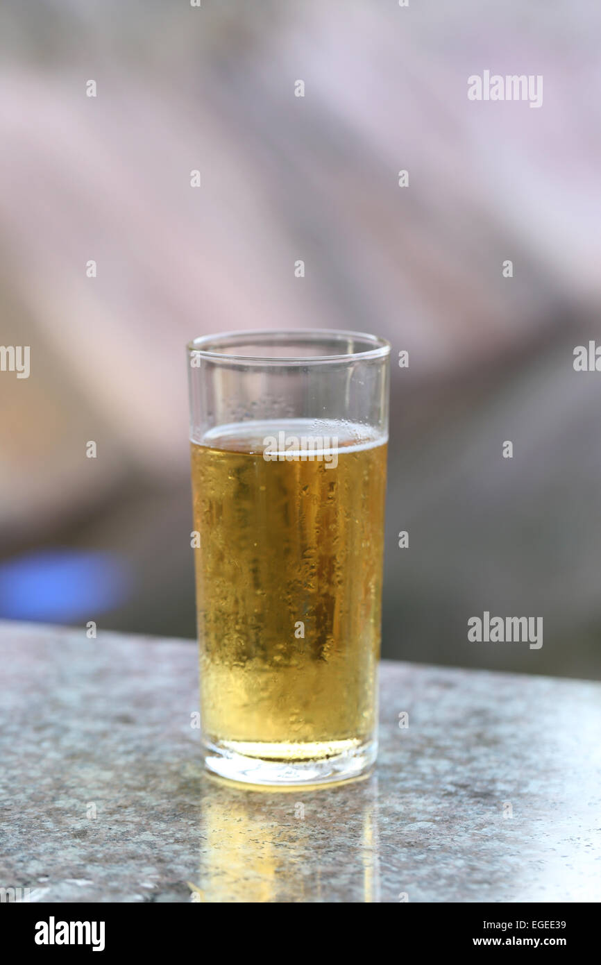 Liquor glasses placed on the table. Stock Photo