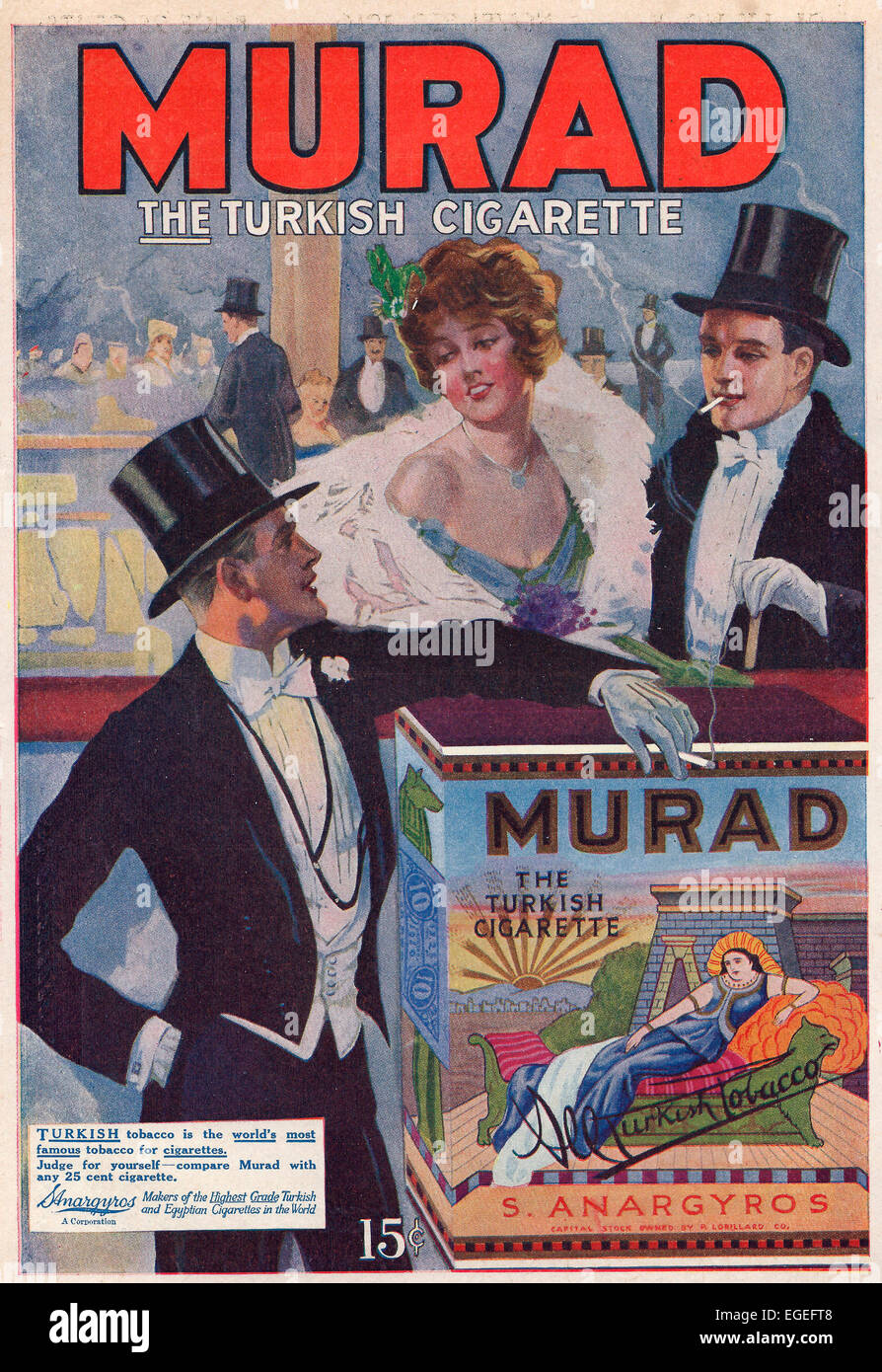 Print advertisement for Murad - The Turkish Cigarette, circa 1916 Stock Photo