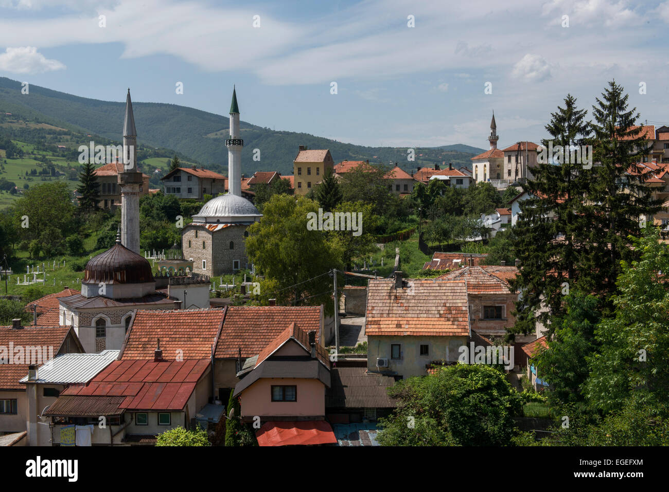 View Of The Town & The Mosques, Travnik Stock Photo