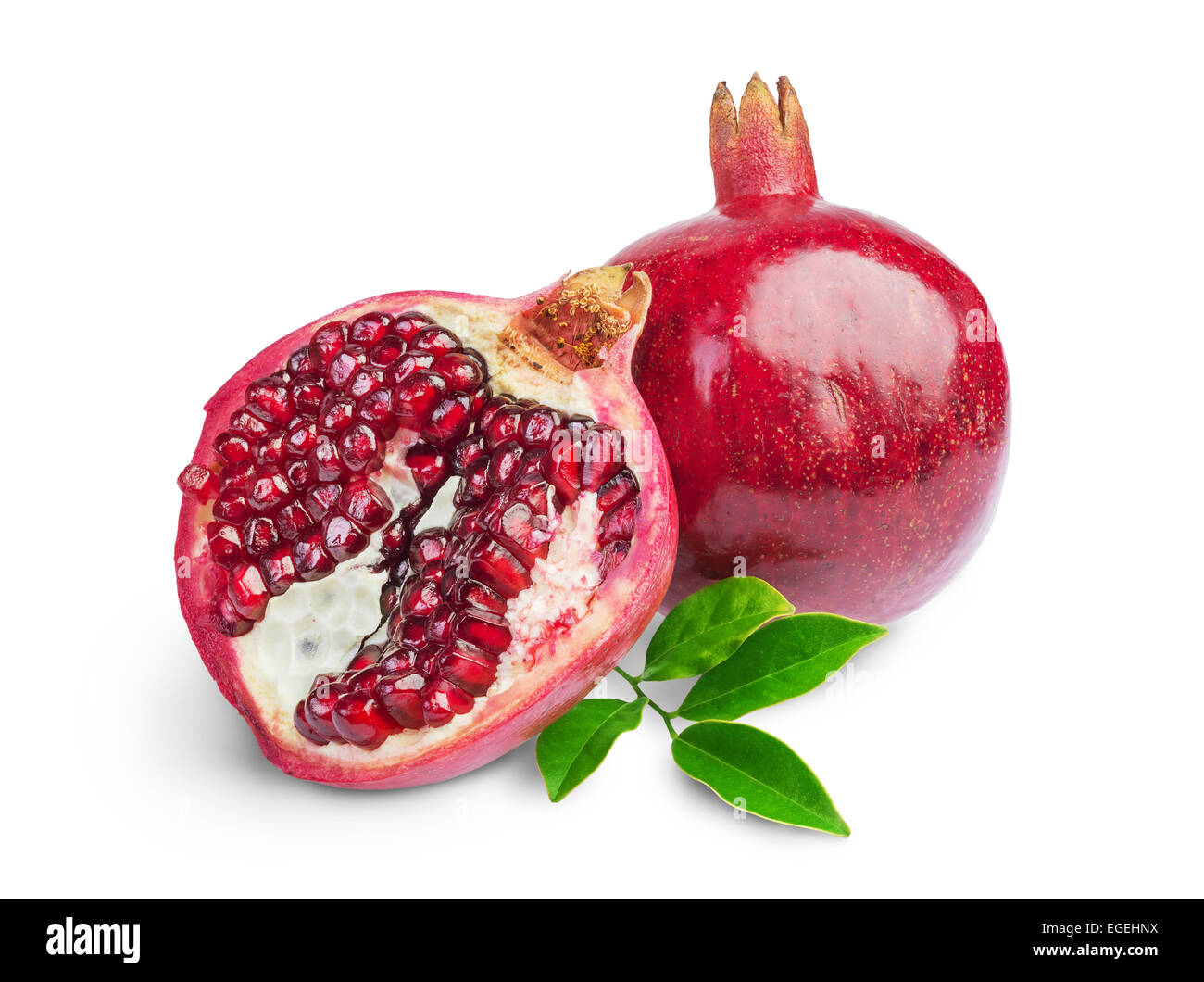 Juicy pomegranate fruit isolated on white background Stock Photo