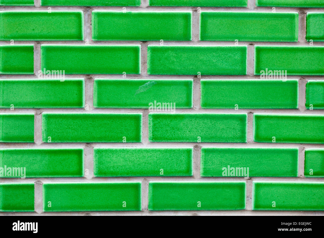 Tiled Green Brick Wall Stock Photo Alamy
