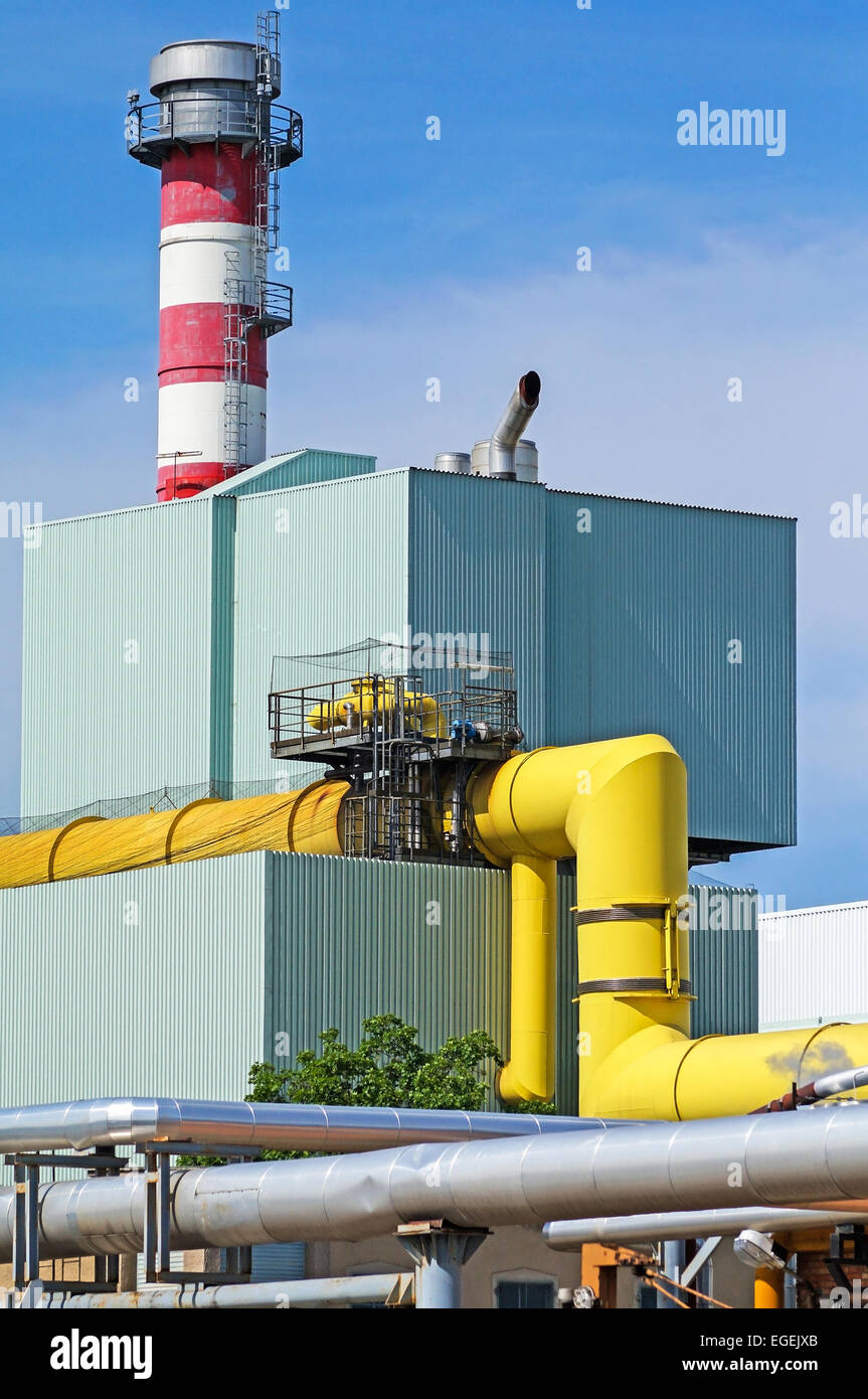 Building and smoke stack of the power station Stock Photo