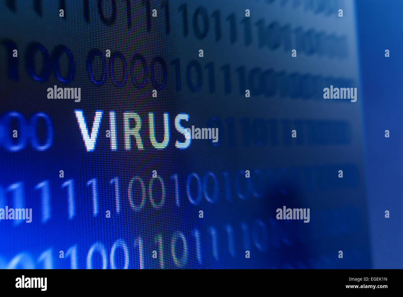 Inscription virus on blue computer screen or monitor Stock Photo - Alamy