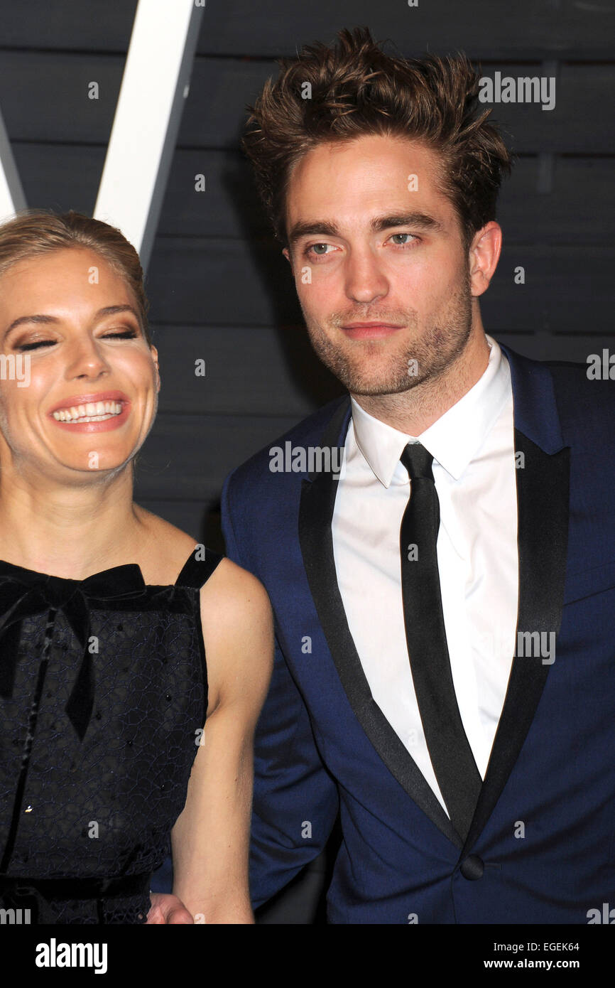 Sienna Miller and Robert Pattinson attending the Vanity Fair Oscar Party 2015 on February 22, 2015 in Beverly Hills, California./picture alliance Stock Photo