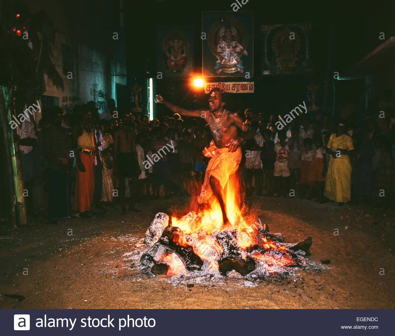 Fire walker in a village outside Chennai (Madras), Tamil Nadu, India