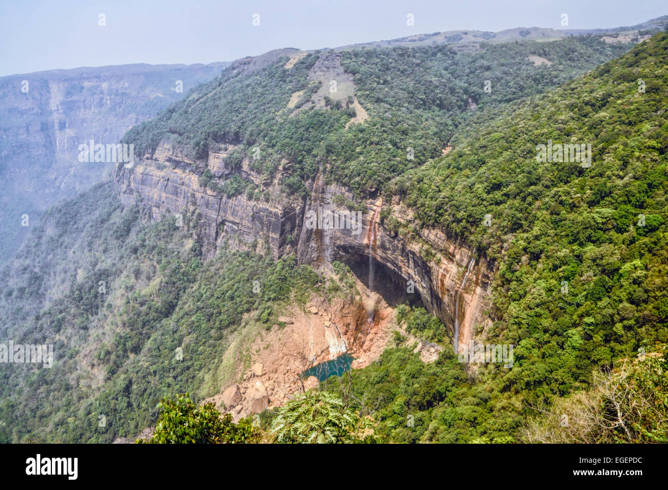 Side-view of breathtaking mountains in Indian Cherrapunji Stock Photo