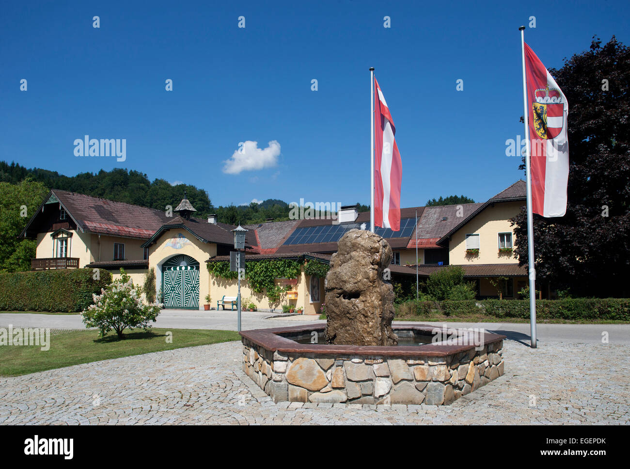 Gut Aich Priory, 'European Abbey', Benedictine monastery, St. Gilgen, Salzkammergut, Salzburg State, Austria Stock Photo