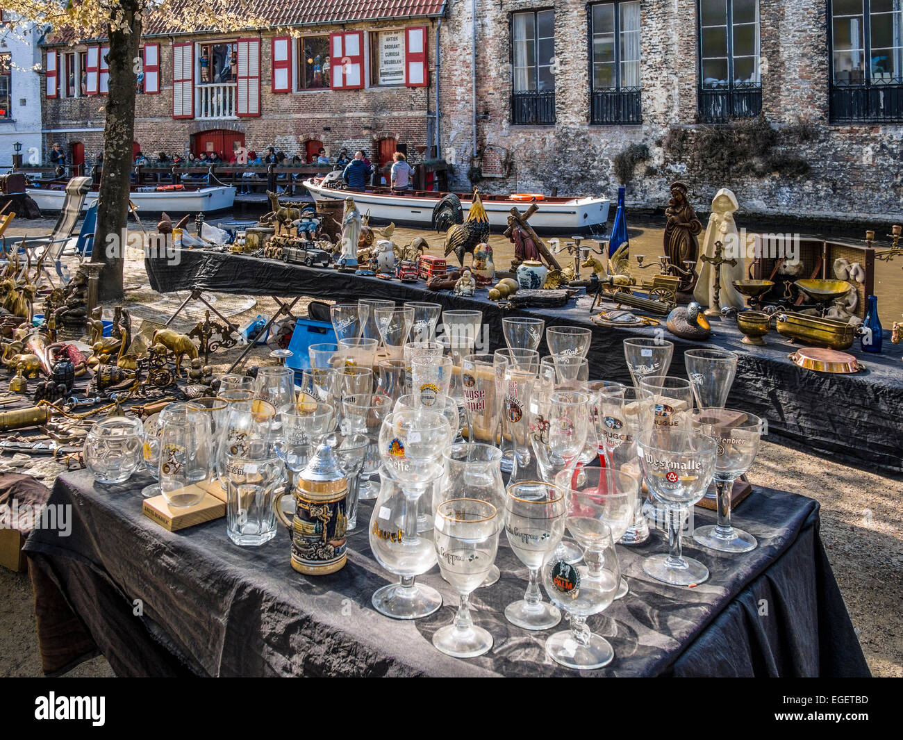 Open air Antiques Market Fair in Bruges, Belgium Stock Photo Alamy