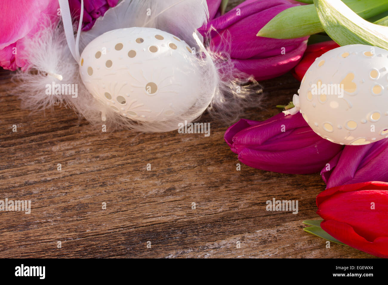 easter eggs and tulips Stock Photo - Alamy