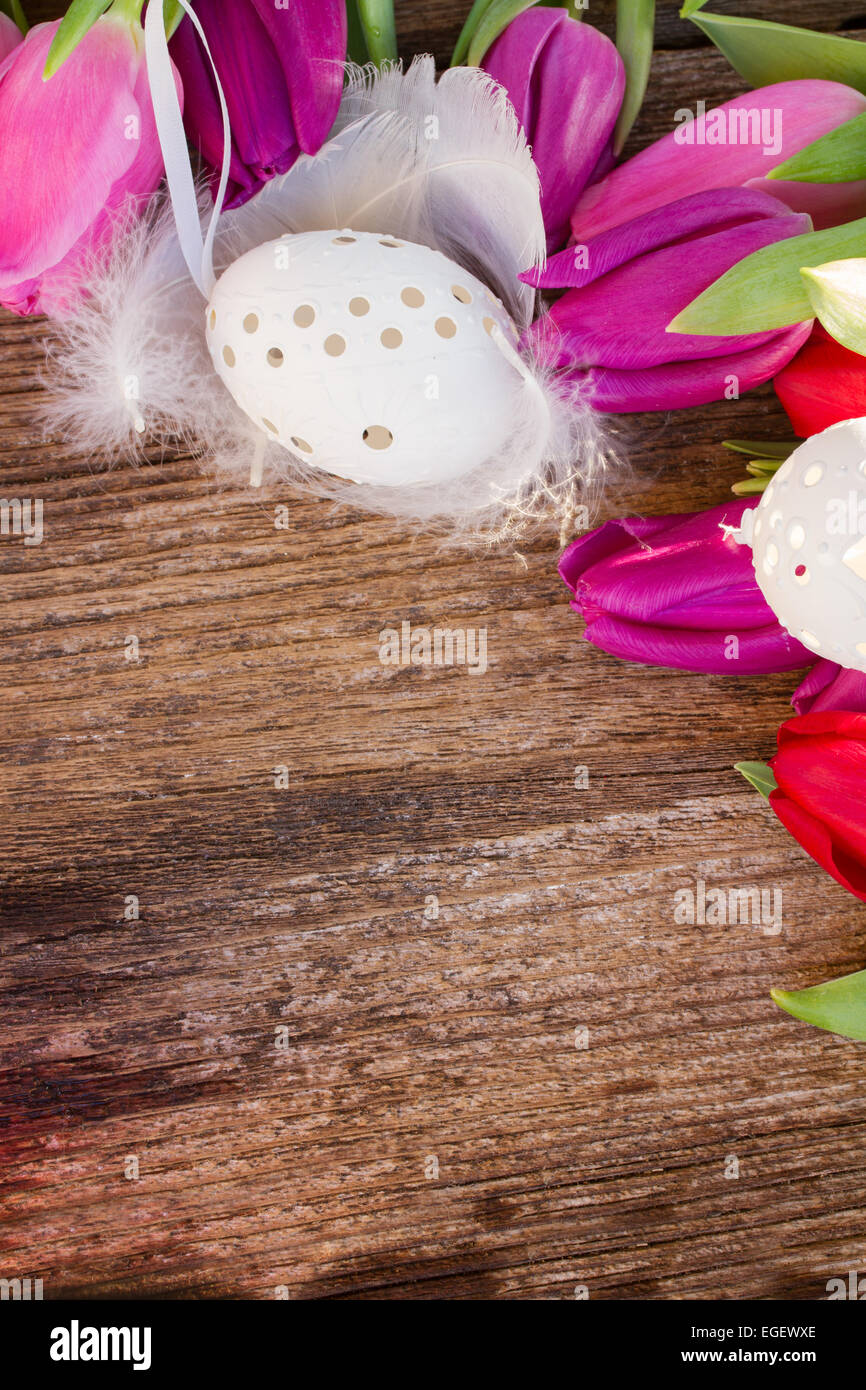 easter eggs and tulips Stock Photo - Alamy