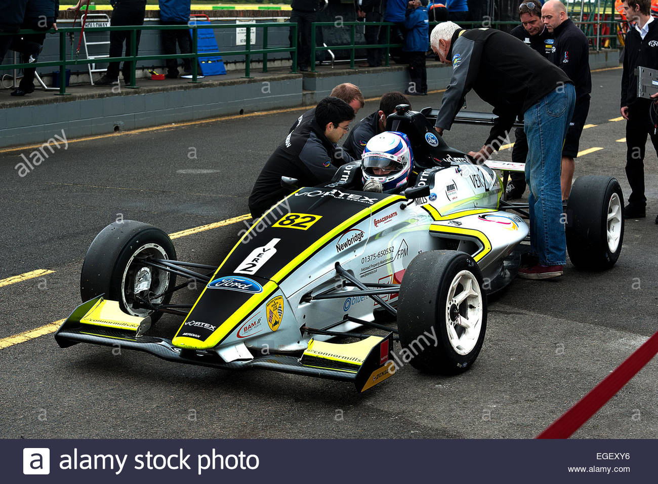 A Driver In An M S A Formula Ford Car In The Pit Lane Getting Ready