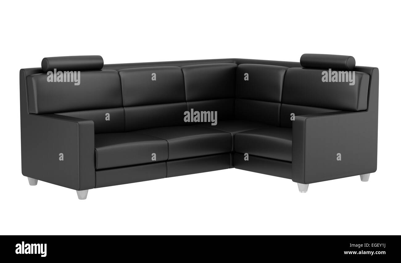 modern black leather couch isolated on white background Stock Photo Alamy