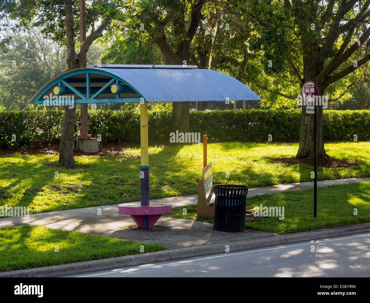 Public Bus Stop in Orlando, Florida, USA Stock Photo
