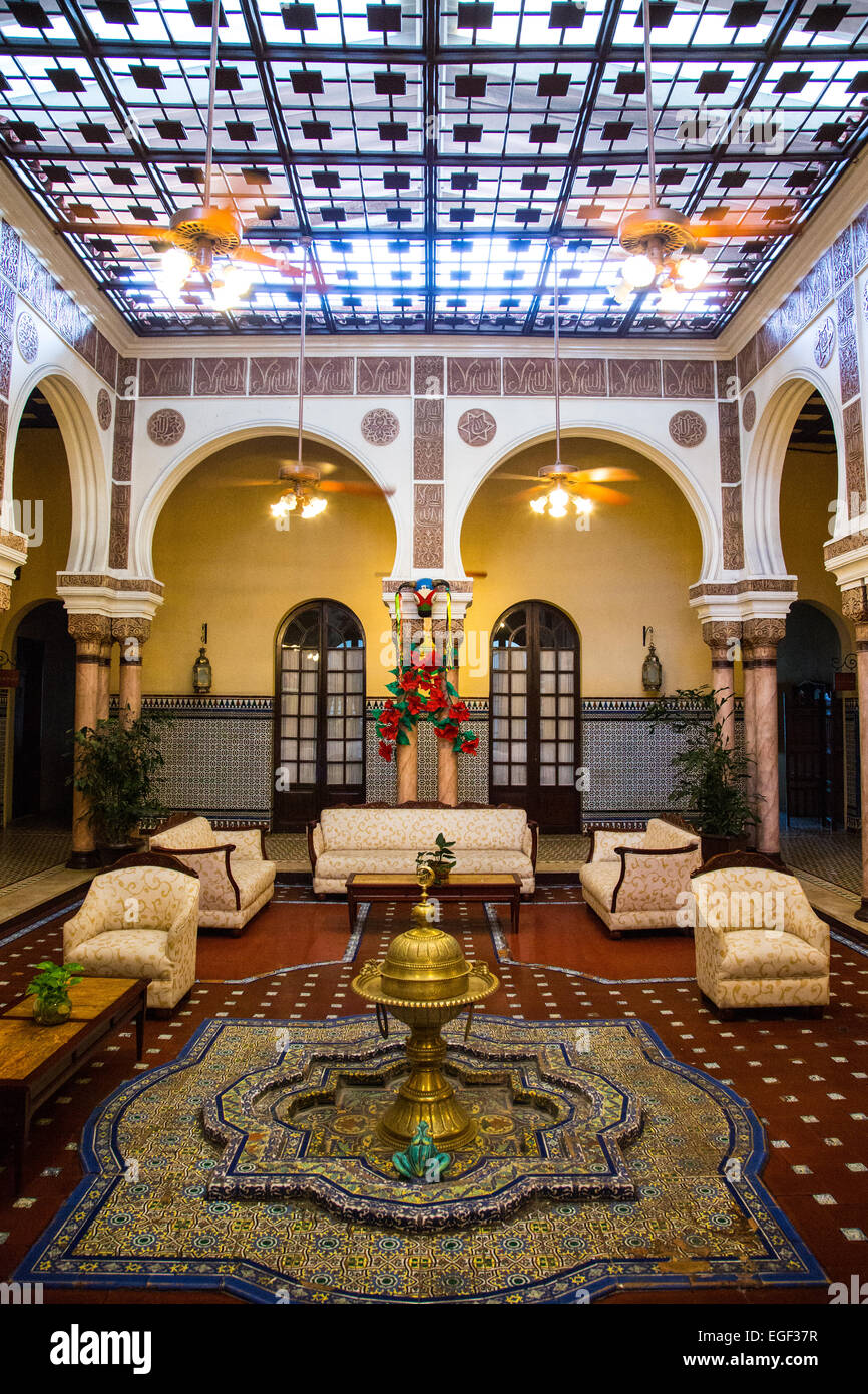 The interior of an old hotel in Baranquilla that was once a stately Middle Eastern Home. Stock Photo