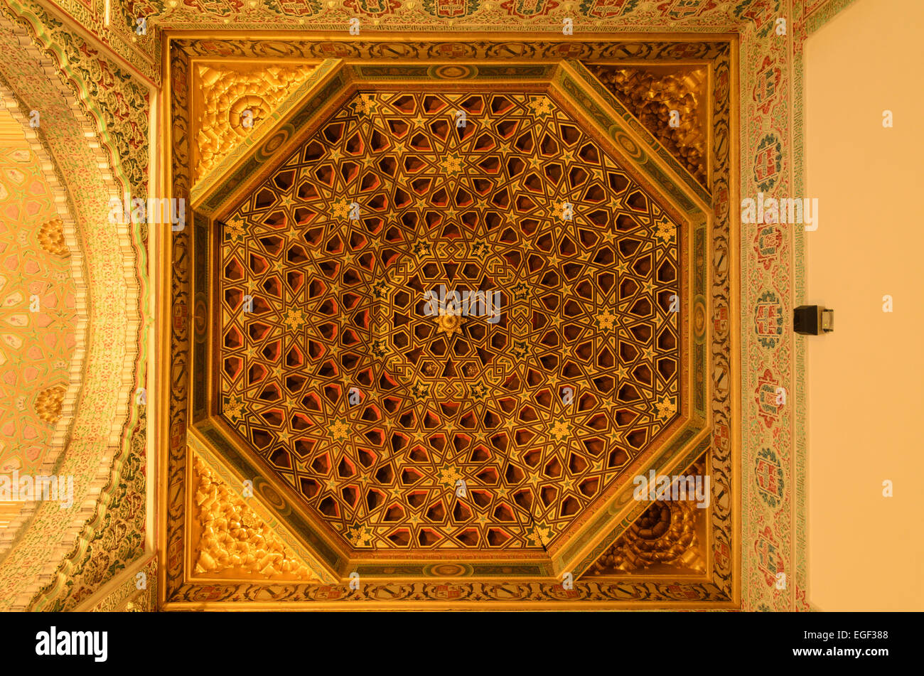 Islamic roof inside the Alcázar of Seville. Stock Photo