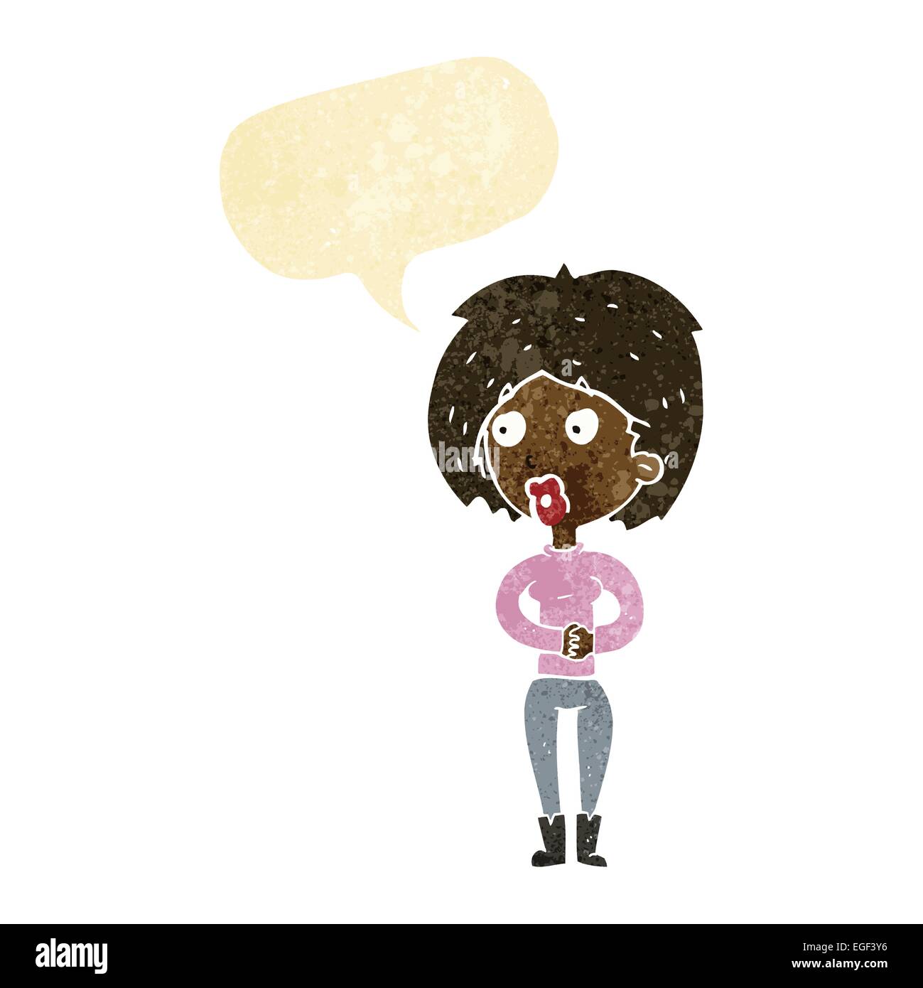 cartoon surprised woman with speech bubble Stock Vector Image & Art - Alamy