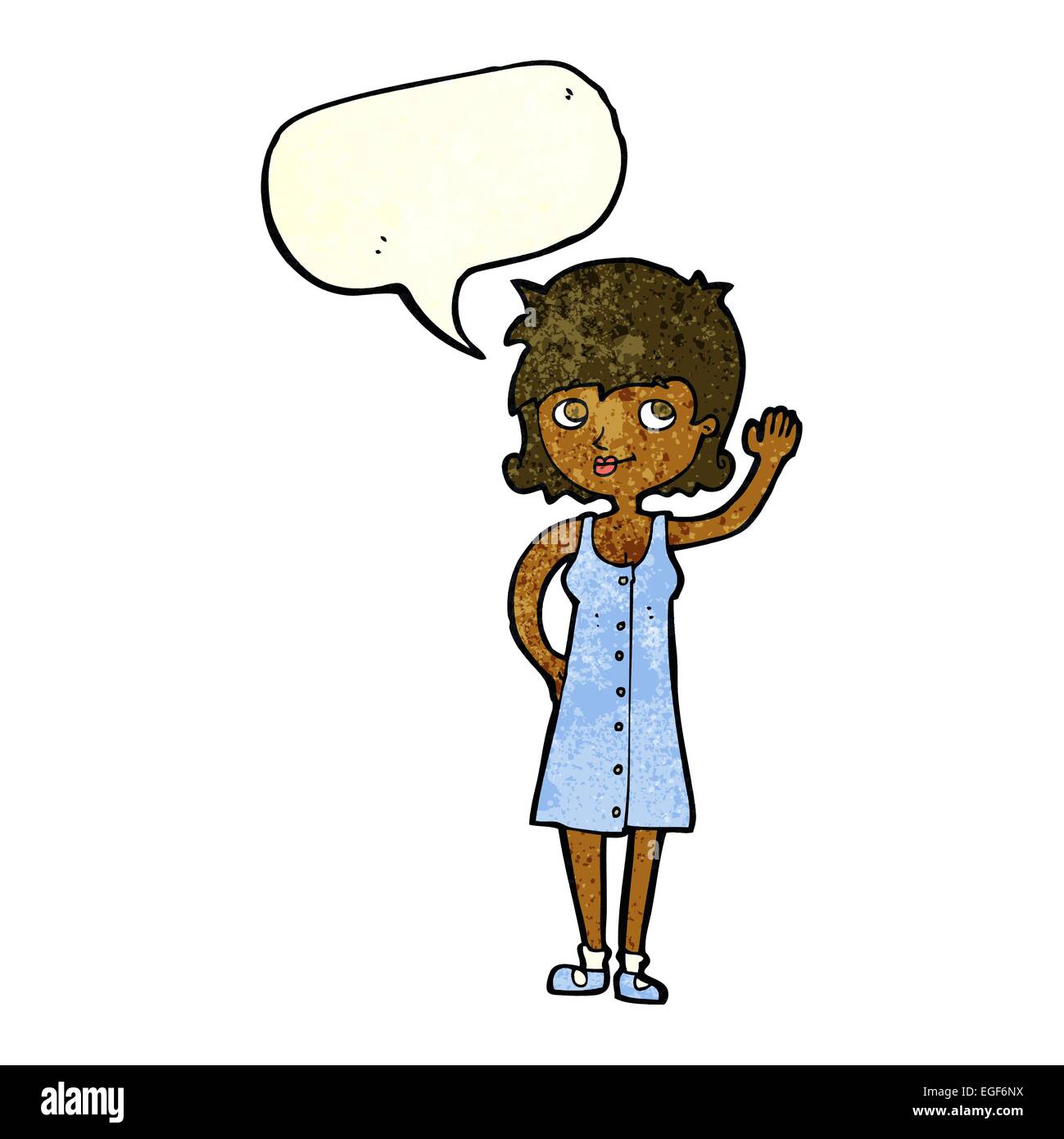 cartoon pretty woman waving with speech bubble Stock Vector Image & Art ...
