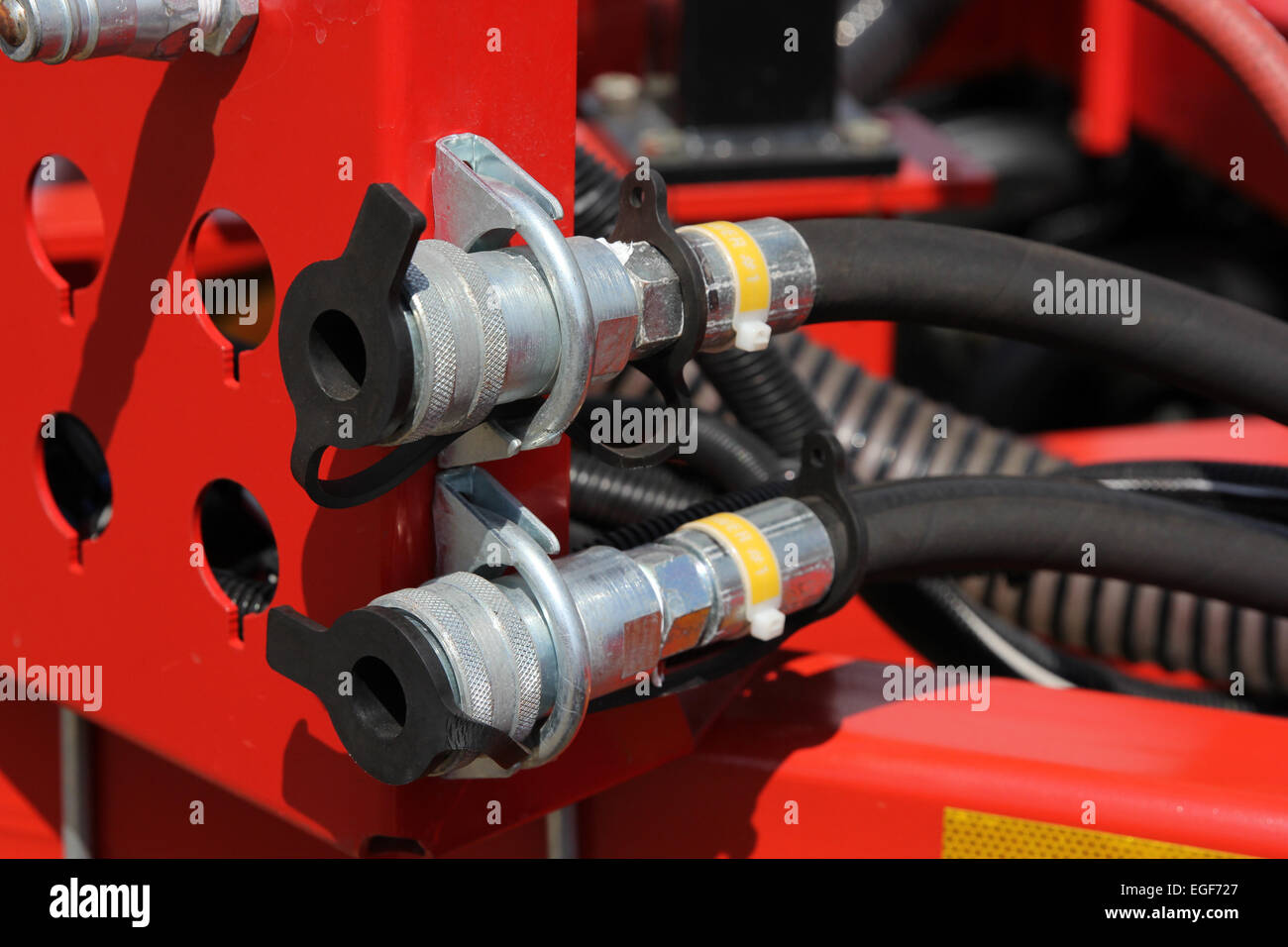 Hydraulic connectors. Agricultural machinery Stock Photo Alamy