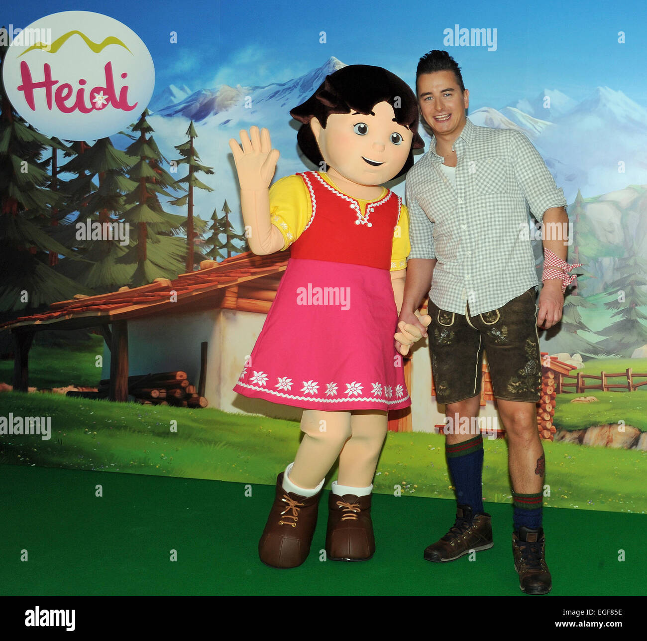 Austrian singer Andreas Gabalier records a new version of the 'Heidi' theme  song at a studio in Munich, Germany, 24 February 2015. On 6 April a  modernized version in 3D optics premieres